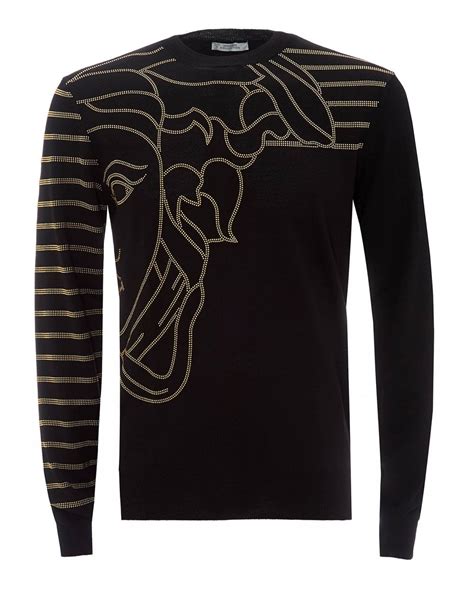 versace pullover schwarz gold|versace jumper men's sale.